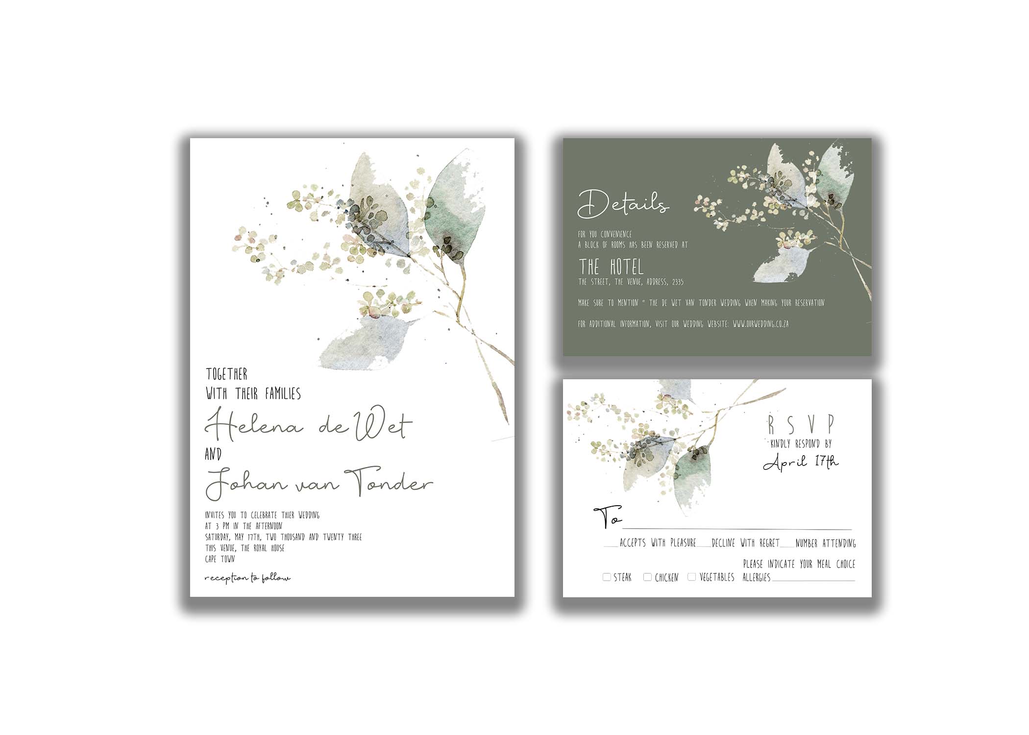 Preview of Limed Ash Wedding Invitation in JPEG and PSD formats, ready for customization and use.Digital wedding invitation showcasing a beautifully designed template with elegant typography and personalized details