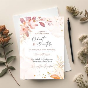 Soft Watercolor Flowers Border Wedding Invite